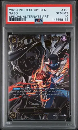 2025 One Piece OP13 Carrying On His Will Sabo Alternate Art Psa 10 - Image 1