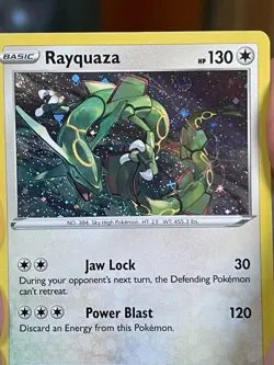 POKEMON RAYQUAZA SWSH029 BLACK PROMO STAR COSMOS WITH TWO SWIRLS HOLO NM CARD - Image 1