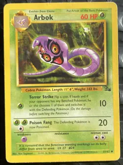 Arbok 31/62 Fossil Set Original Vintage Pokemon Card Regular Unlimited - Image 1