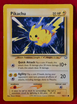 PIKACHU Rare POKEMON 2000 WOTC Neo Genesis TCG Card# 70/111 LP - Image 1