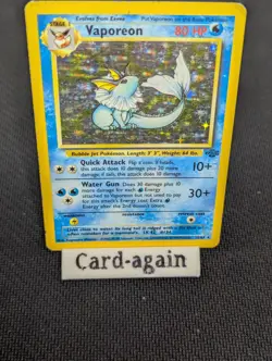 Pokemon TCG Vaporeon Jungle Holo Rare Card 12/64 HP/Damaged - Image 1