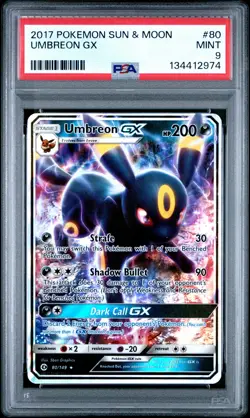 2017 POKEMON SUN & MOON #80 UMBREON GX PSA 9 - Image 1