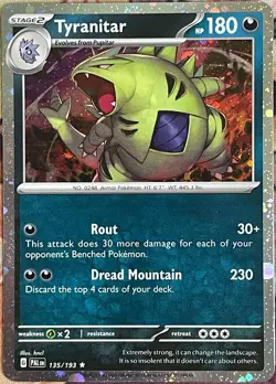 Tyranitar Cosmos Holo Rare - 135/193 - Paldea Evolved Pokemon 2023 - Image 1