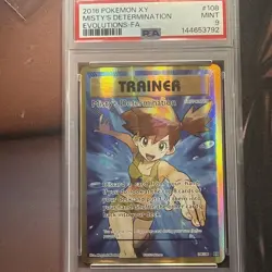 PSA 9 - 2016 POKEMON XY EVOLUTIONS #108 FULL ART/MISTY'S DETERMINATION - Image 1