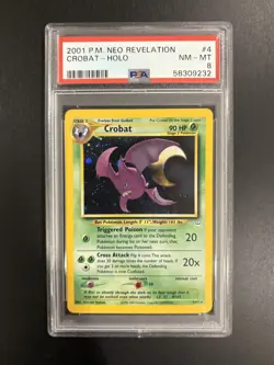 #4 Crobat 2001 Pokemon Neo Revelation DOUBLE HOLO Error PSA 8 - Image 1
