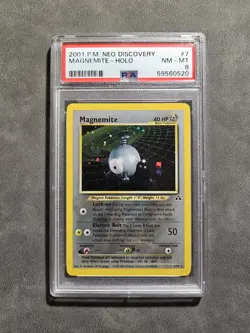 Pokemon TCG Magnemite 7/75 Unlimited Holo Rare - Neo Discovery - PSA 8 NM-MT - Image 1