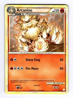 Arcanine HeartGold SoulSilver #1 (2010) non-holo NM Pokemon - Image 1