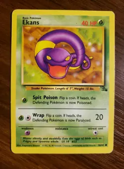 Ekans 46/62 Fossil Set Original Vintage Pokemon Regular Unlimited 1999 LP - Image 1