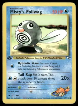 Pokemon Tcg Misty's Poliwag [1st Edition] #87 Pokemon Gym Heroes LP - Image 1