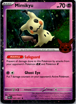 Pokemon TCG - MIMIKYU - 037/162 - COSMOS HOLO (SWIRL) - TRICK OR TRADE 2024 - NM - Image 1