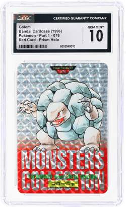 1996 Pokemon Carddass Golem Red Prism Holo #76 CGC 10 - Image 1