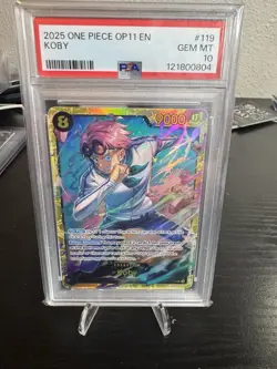 Bandai 2025 One Piece Koby Secret Rare OP11-119 Foil PSA 10 Card - Image 1