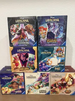 Disney Lorcana EMPTY Lot Of 8 Illumineers Trove Sets 2-8 Dice, Counters, etc - Image 1