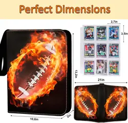 Football Card Binder 900 Pockets, 50 Sleeves Large Football Binder 3 Ring Zip... - Image 2