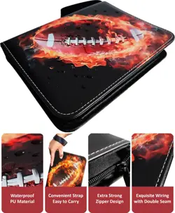 Football Card Binder 900 Pockets, 50 Sleeves Large Football Binder 3 Ring Zip... - Image 4