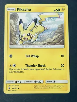 Pikachu 40/147 Sm-Burning Shadows Regular Common Pokemon Card - Image 1