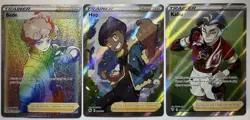 (3) Card Pokemon Trainer Holo Rare Lot! Rainbow Bede, Hop And Kabu Full Arts! $ - Image 1