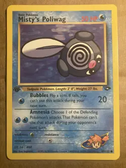 Misty’s Poliwag Pokemon Card Gym Challenge 89/132 1st Edition LP - Image 1
