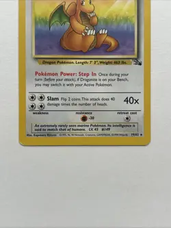 Pokemon TCG Dragonite 19/62 Fossil Non-Holo Rare Card - Image 3