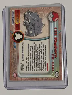 Rhyhorn #111 HOLO FOIL TOPPS Pokemon Card 2000 Nintendo Blue Label EXC - Image 2