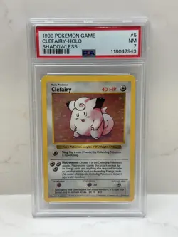 1999 Pokemon Clefairy Base Set Unlimited Holo Rare #5 PSA 7 - Image 1