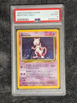 1999 PSA 6 EX-MT Pokemon Base Set Mewtwo Unlimited Holo Rare 10/102 WOTC - Image 1