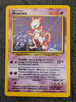 1999 PSA 6 EX-MT Pokemon Base Set Mewtwo Unlimited Holo Rare 10/102 WOTC - Image 3