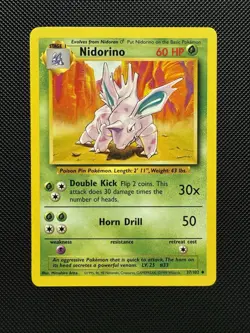 Pokemon TCG Nidorino 37/102 Base Set Uncommon Near Mint 1999 WoTC Unlimited - Image 1