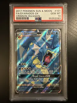 PSA 10 GYARADOS GX 101 CRIMSON INVASION FULL ART SUN MOON 2017 POKEMON - Image 1