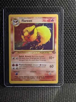 Flareon 3/64 Rare Jungle Holo 1st Edition Pokemon Holographic Some Edge Wear. - Image 1