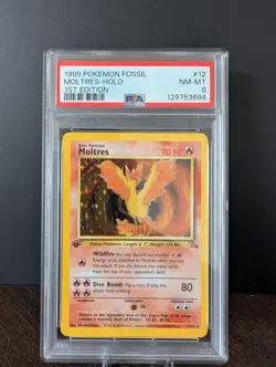 1999 POKEMON TCG FOSSIL 1ST EDITION #12 MOLTRES - HOLO PSA 8 NM-MT - Image 3