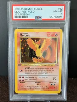 1999 POKEMON TCG FOSSIL 1ST EDITION #12 MOLTRES - HOLO PSA 8 NM-MT - Image 4