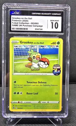 CGC 10 Grookey On The Ball 003/005 Promo Futsal Pokemon 2020 - Image 1