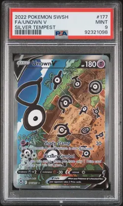 2022 POKEMON SWSH SILVER TEMPEST #177 ALTERNATE ART FA/UNOWN V MINT PSA 9 - Image 1