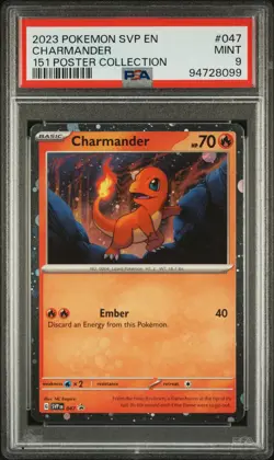 2023 POKEMON SVP EN-SV BLACK STAR PROMO 151 POSTER COLL #047 CHARMANDER PSA 9 - Image 1