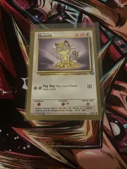 1999 Pokemon MEOWTH Jungle GOLD BORDER PROMO 56/64 LIGHTLY PLAYED - Image 1