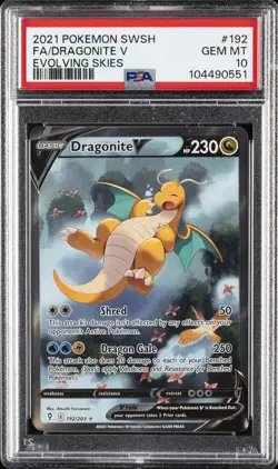 2021 POKEMON SWORD & SHIELD EVOLVING SKIES #192 FULL ART/DRAGONITE V PSA 10 - Image 1