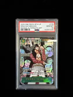 ONE PIECE JAPANESE OP14-THE AZURE SEA SEVEN 119 DRACULE MIHAWK MANGA ALT PSA 10 - Image 1