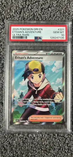 Pokemon TCG Destined Rivals Ethan's Adventure Ultra Rare Card 221/182 PSA 10 - Image 1
