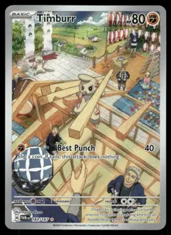 Pokemon Cards Timburr 183/167 Twilight Masquerade Illustration Rare NM - Image 1