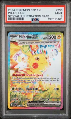 2024 POKEMON SSP EN-SURGING SPARKS SPECIAL ILLUSTRATION RARE PIKACHU EX PSA 9 - Image 1