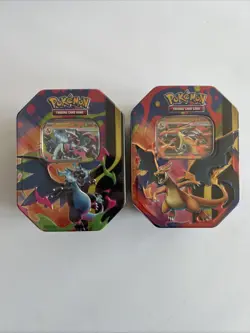 x2 Pokemon TCG: Mega Charizard ex Tin Set Bundle (One of each X + Y) New/Sealed - Image 1