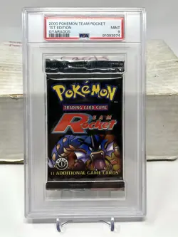 2000 Pokemon Team Rocket 1st Edition Booster Pack PSA 9 MINT Gyarados Art - Image 1