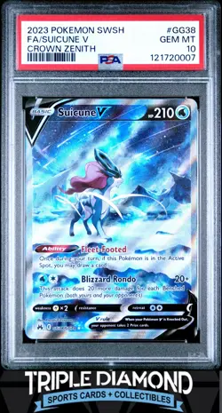 2023 Pokemon SWSH #GG38 Crown Zenith Suicune V FA PSA 10 Gem MT FDP110 - Image 1