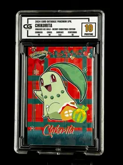 2024 Pokemon CG 10 Pristine CHIKORITA Christmas Data TCG XMAS Holiday CGC PSA 2 - Image 1