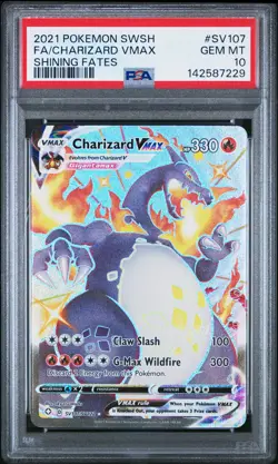 2021 POKEMON SWORD & SHIELD SHINING FATES #SV107 FULL ART/CHARIZARD VMAX PSA 10 - Image 1