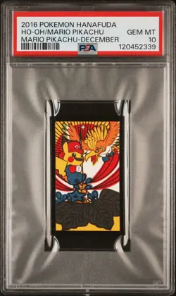2016 POKEMON HANAFUDA MARIO PIKACHU DECEMBER HO-OH/MARIO PIKACHU PSA 10 - Image 1