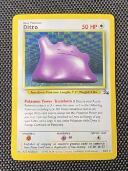 Ditto Holofoil Card 3/62 Base Fossil Set Card RARE Pokemon 1999 - Image 1
