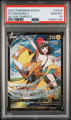 Pokemon Silver Tempest Zeraora V TG16 PSA 10 - Image 1