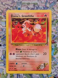 Blaine's Growlithe 62/132 Gym Heroes LP Vintage WOTC - Pokemon TCG - Image 1